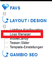 Layout / Design > Logo Manager